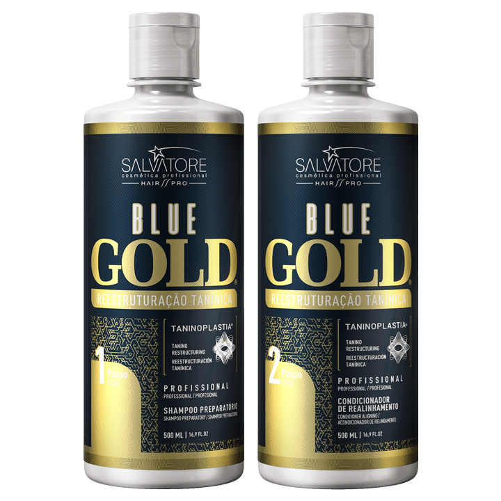 Salvatore Blue Gold Progressive Brush Strands Realignment 500ml - Salvatore | Brazilian Keratin Treatment | Progressive Brush | Straightening Smoothing System