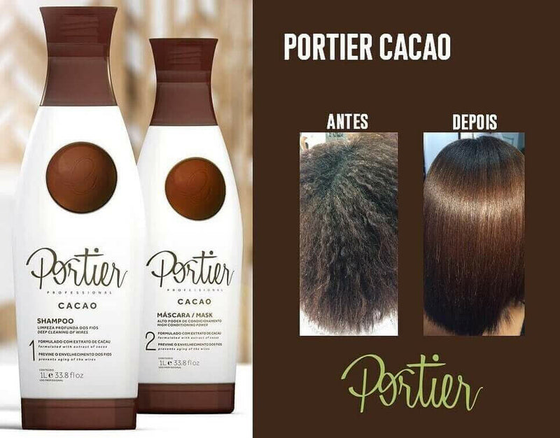Portier Cacao Smooth and Bright Progressive Brush 1000ml | Brazilian Keratin Treatment | Frizz-Free Smoothing System